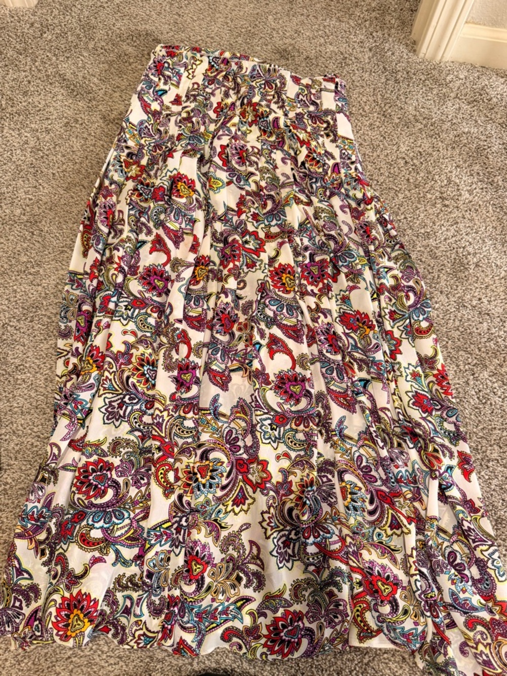 Banana Republic Cream Maxi Skirt with Multicolor Paisley Print